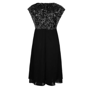 Sequin Dress for Women Plus Size Party Cocktail Mini Dress Mesh Sheer Flowy Formal Sleeveless Dresses for Wedding Guest Black