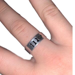 Personalized Angel Number Hand Stamped Aluminum Ring, Adjustable, Numerology 111, 222, 333, 444, 555, 666, 777, 888, 999, Devil Ring