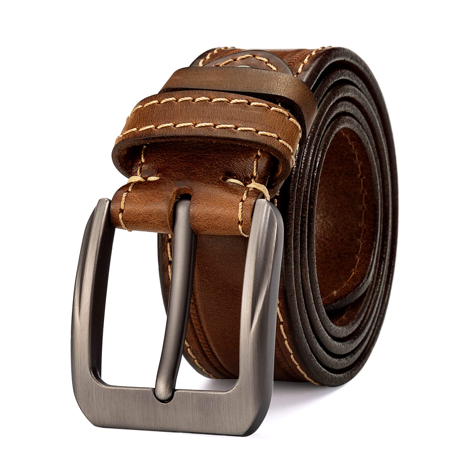 HOLMANSE Italian Full Grain Leather Casual Jean Belt Men Genuine Real Leather Western Golf Cowboy Belt Gift Box Packaging