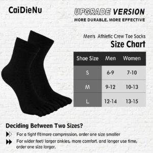 CaiDieNu Mens Toe Socks Cotton Athletic Running Five Finger Crew Socks