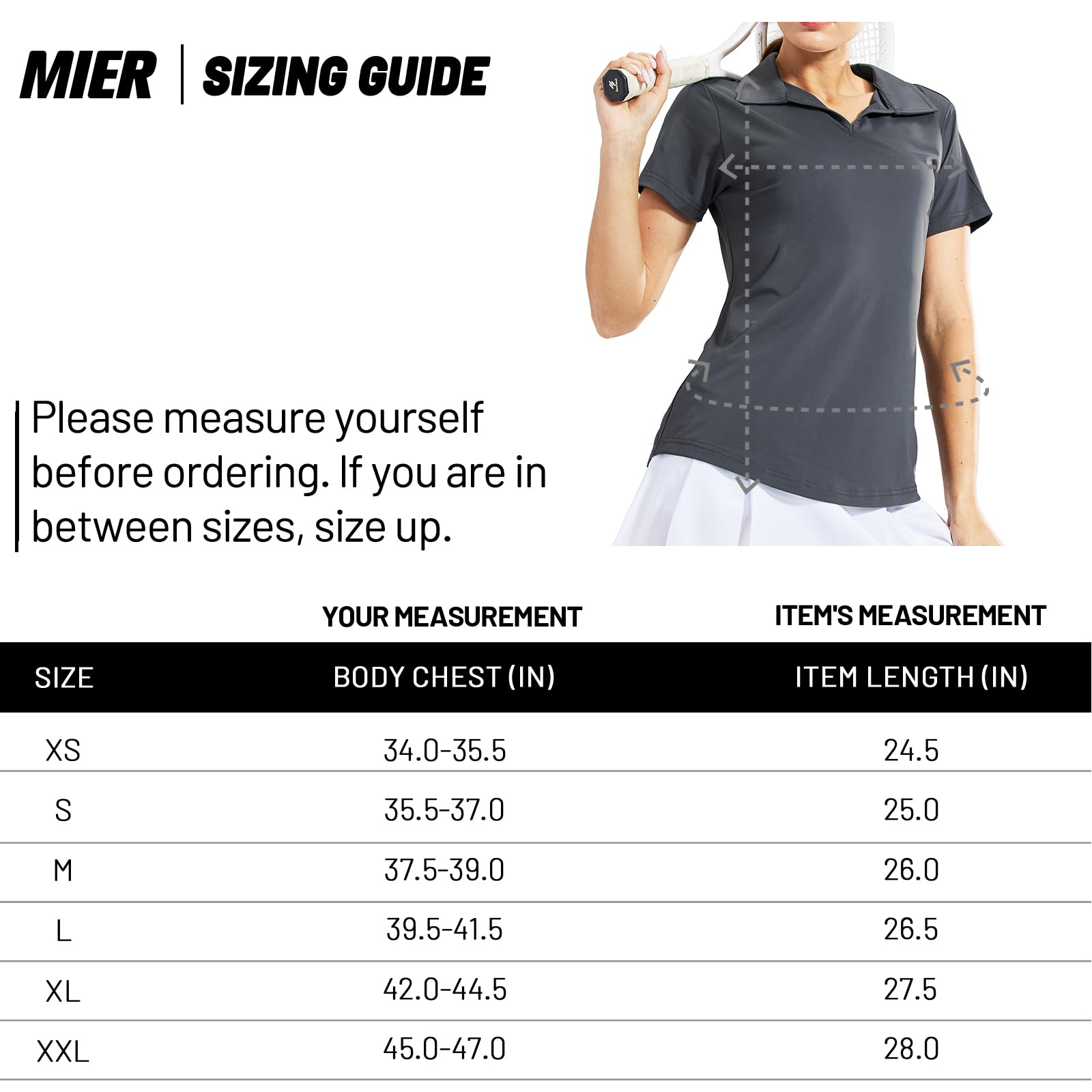 MIER Women's Golf Polo Shirts Collared V Neck Short Sleeve Tennis Shirt, Dry Fit, Moisture Wicking, Dark Grey, L