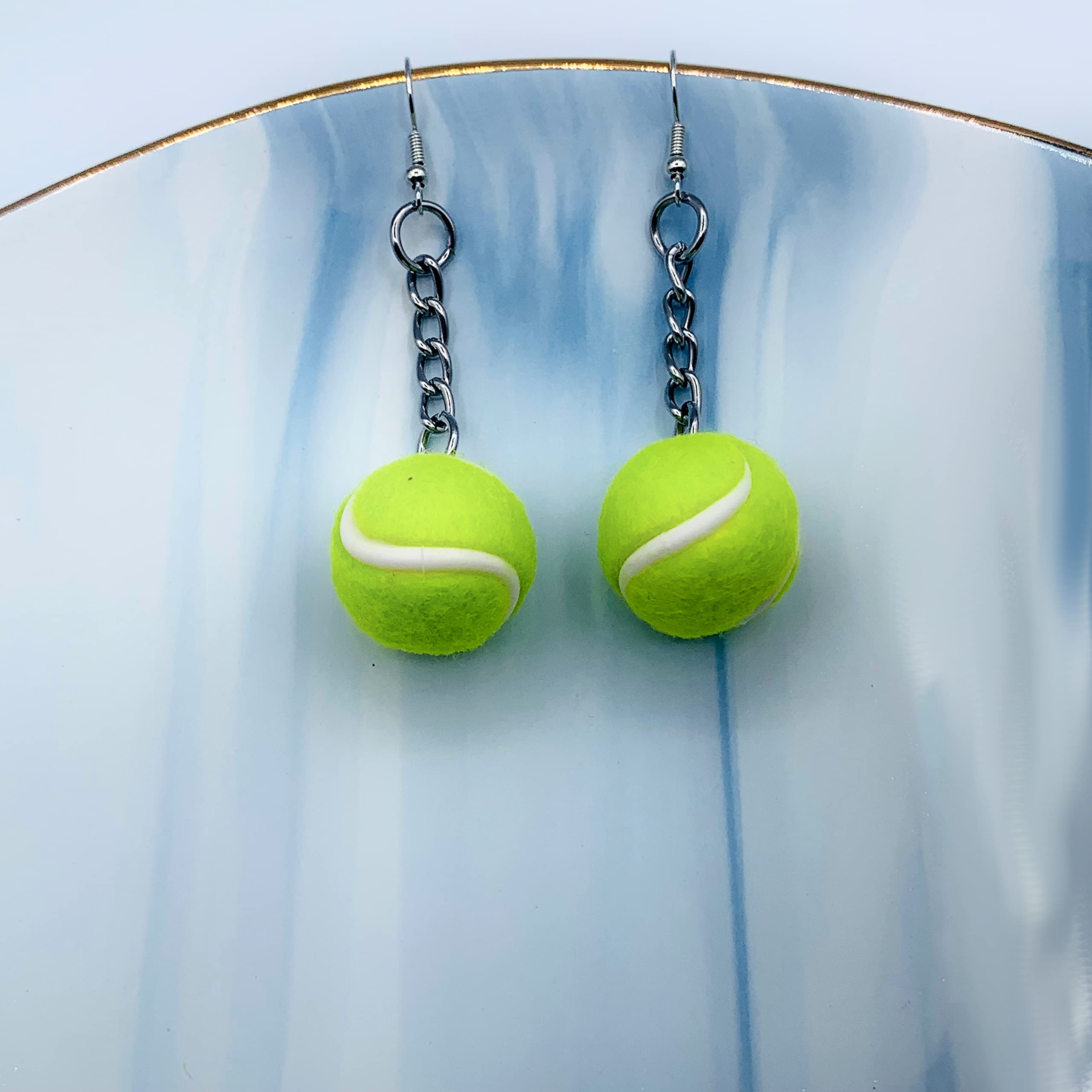 Tennis Earrings - Girls Tennis Earrings - Tennis Lovers Gifts - Gifts for Tennis Players Female - Tennis Earrings for Men & Women - Tennis Gifts for Women - Tennis Racket Jewelry (Optic Yellow)