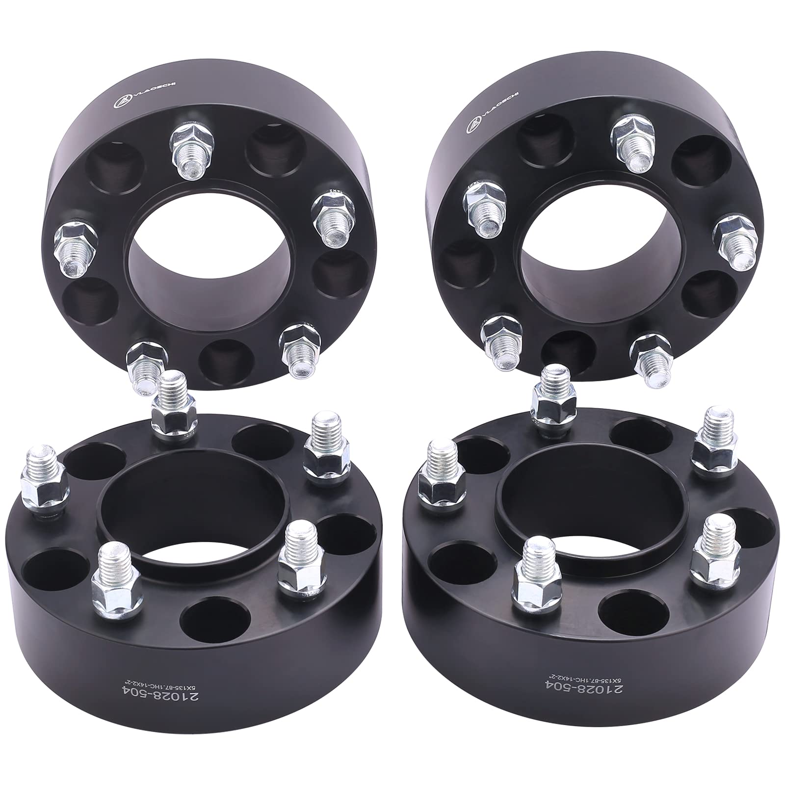 VLAOSCHI Black Forged 5x135 Hubcentric Wheel Spacers 2 Inch with 14x2 Studs Compatible with Ford Lin-coln 5 Lug for 1997-2003 F150 | 1997-2002 Expedition | 1998-2002 Navigator - Pack of 4