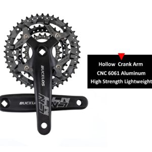 BUCKLOS MTB Crankset Square Taper with 22/24/26/32/38/42/44T Chainring Set, 170mm 104/64 BCD Hybrid Mountain Bike Crankset 8/9/10 Speed Compatible with Shimano Sram FSA.