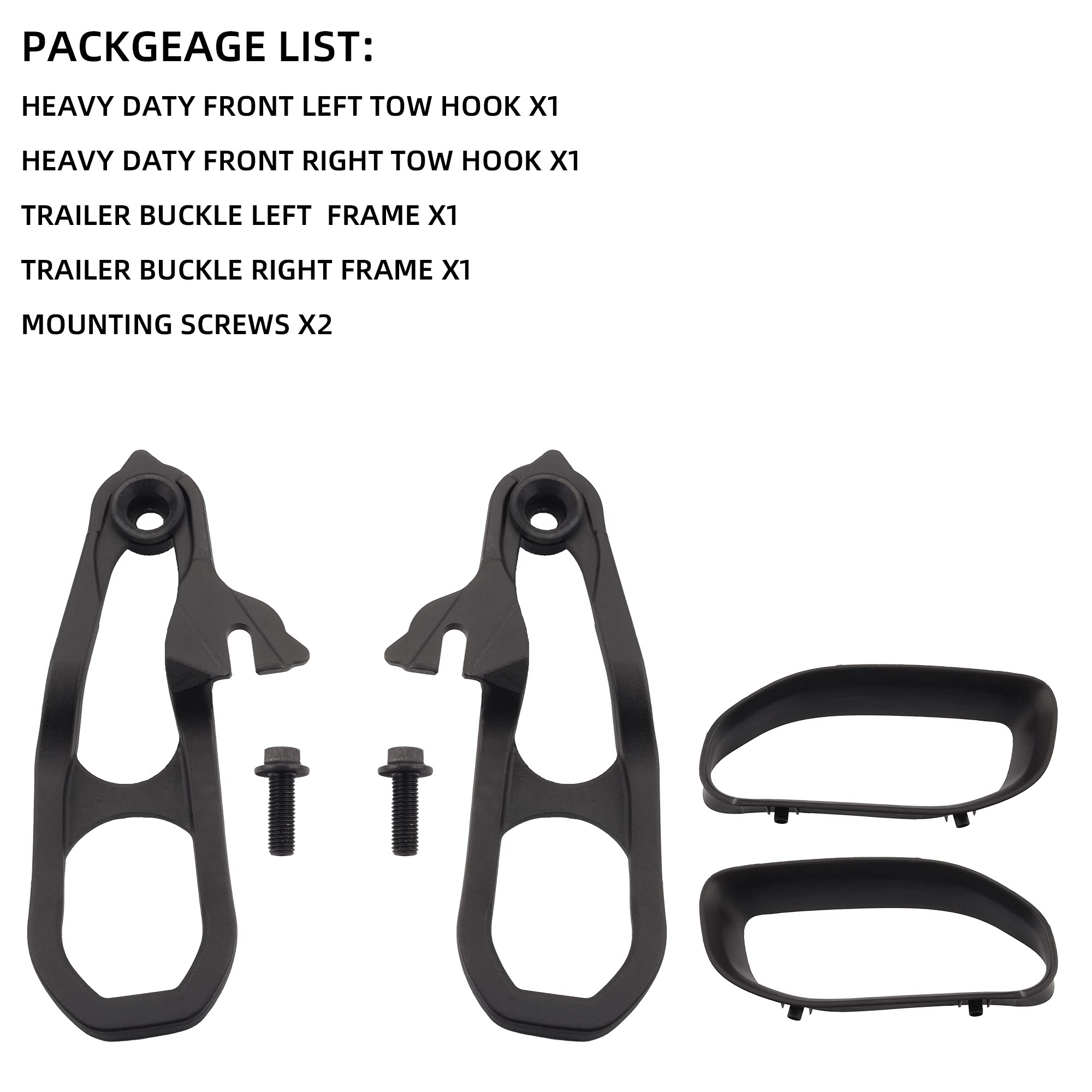 Dasbecan Heavy Daty Front Left & Right Black Tow Hooks Compatible with Ram 1500 2019 2020 2021 2022 Replaces# 82215268AB 68272945AB 68272944AB