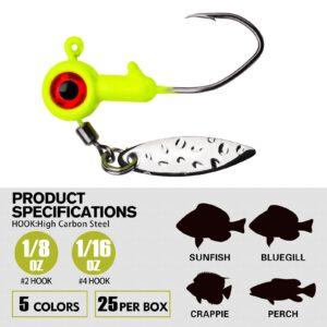 Soft Lure Jig Heads Kit - Swimbait Paddle Tail Soft Plastic Shad Lure Crappie Jigs Heads Fishing Jigs with Willow Blade for Freshwater Saltwater Bass Fishing - 1/10oz 25pcs Jig + 50pcs Soft Baits Set