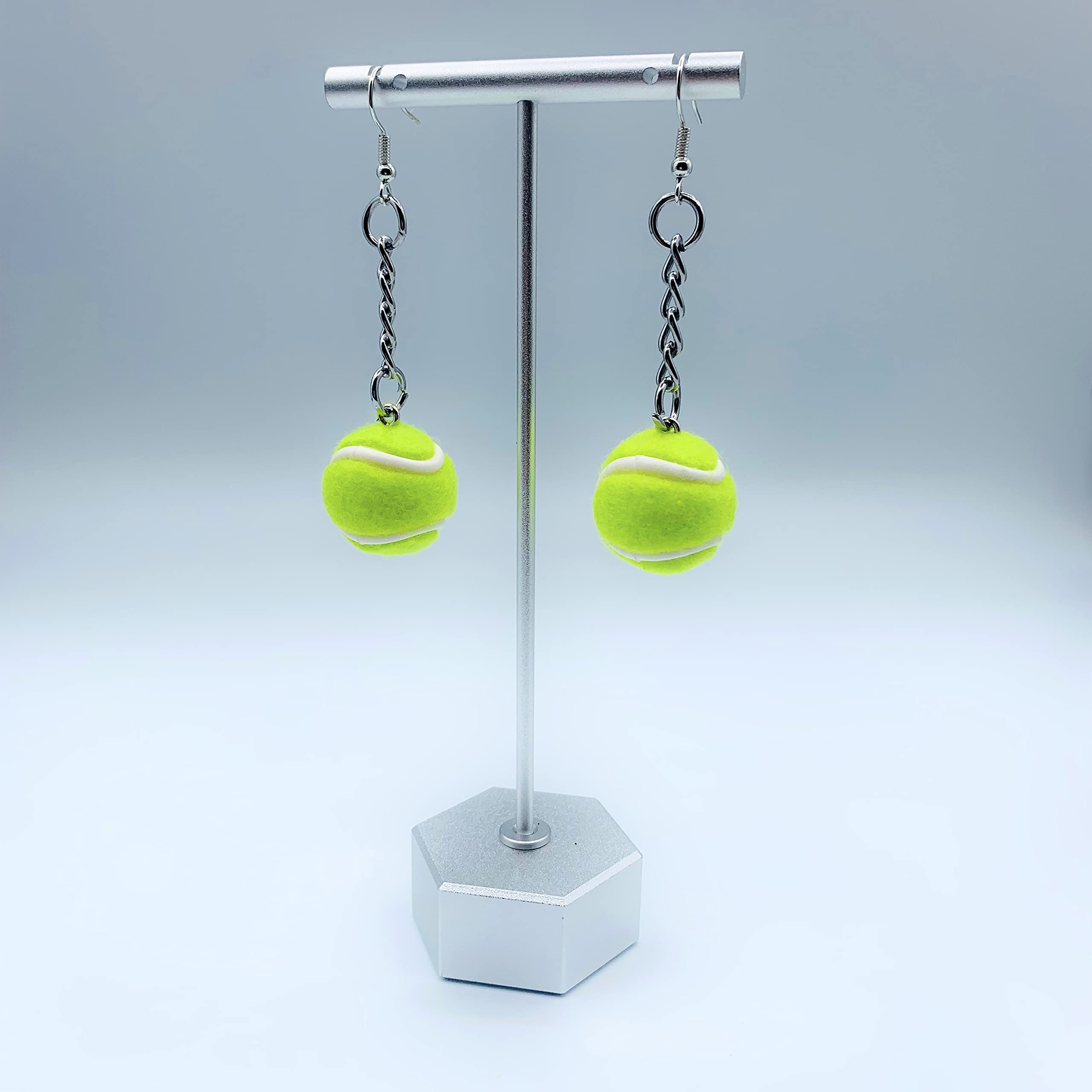 Tennis Earrings - Girls Tennis Earrings - Tennis Lovers Gifts - Gifts for Tennis Players Female - Tennis Earrings for Men & Women - Tennis Gifts for Women - Tennis Racket Jewelry (Optic Yellow)