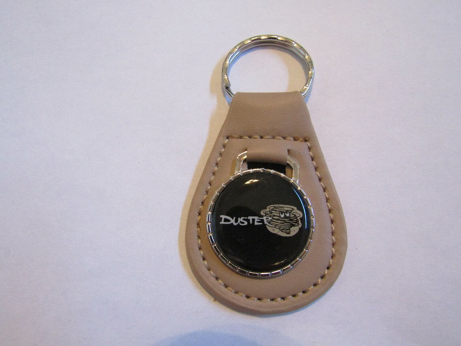 1970 1971 1972 1973 1974 1975 1976 DUSTER CLOUD LOGO LEATHER KEYCHAIN - BEIGE