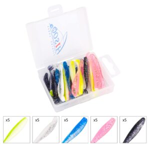 25PCS Soft Paddle Tail Fishing Swimbaits Lures,Fishing Baits Kit for Fishing Bass Trout Redfish Freshwater Saltwater with Tackle Box