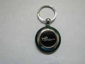 1971-1980 pinto logo round plastic keychain - green