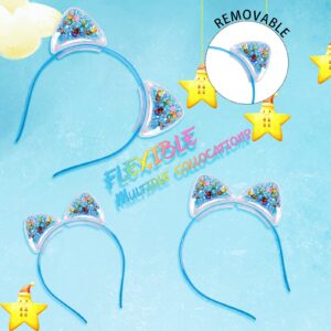 Fishdown Cute Cat Ears Headbands Set for Girls Plastic Headbands for Non-slip Transparent Cat Ears Headbands Quicksand(7pcs Per Pack Each Color 1pcs)