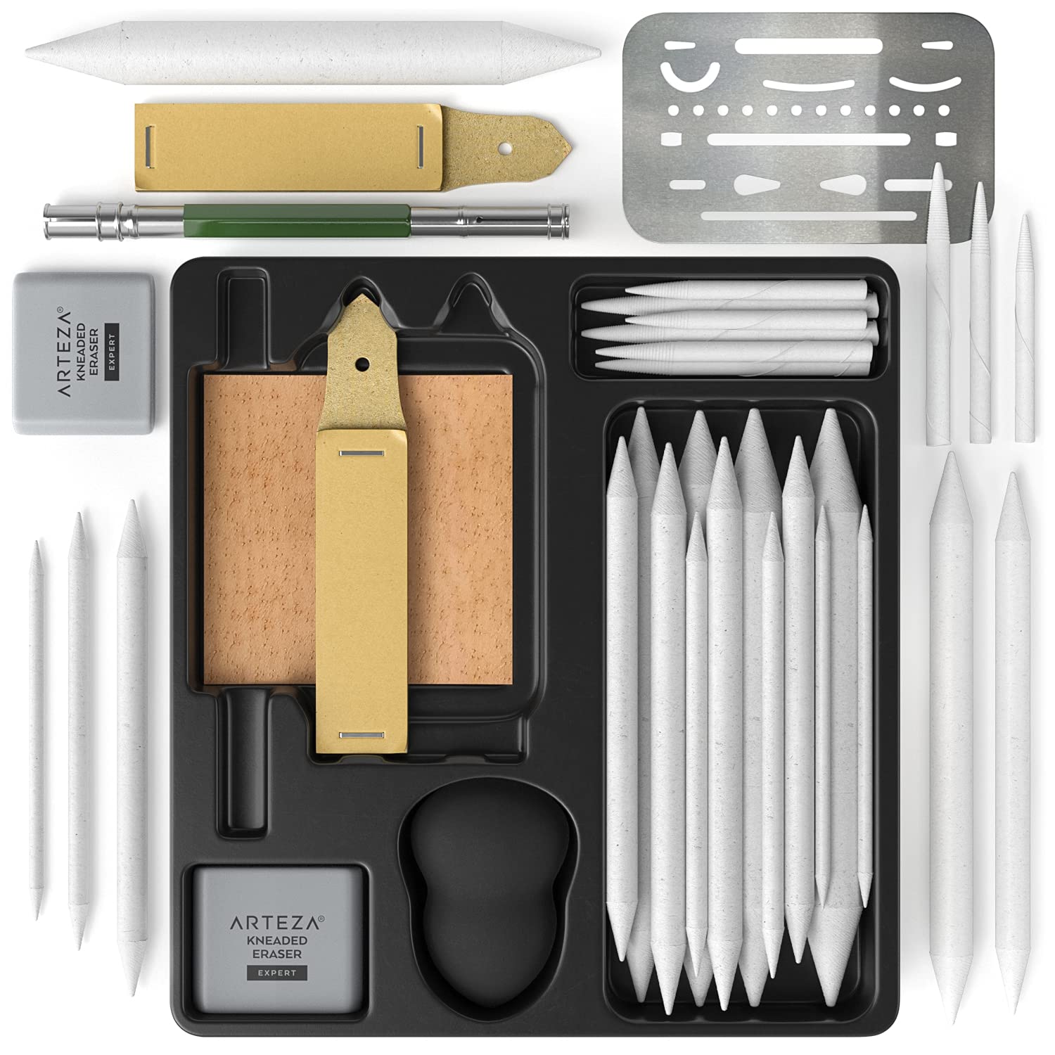 ARTEZA Drawing Kit for Adults, Set of 35 Sketching Tools and Detailing Accessories