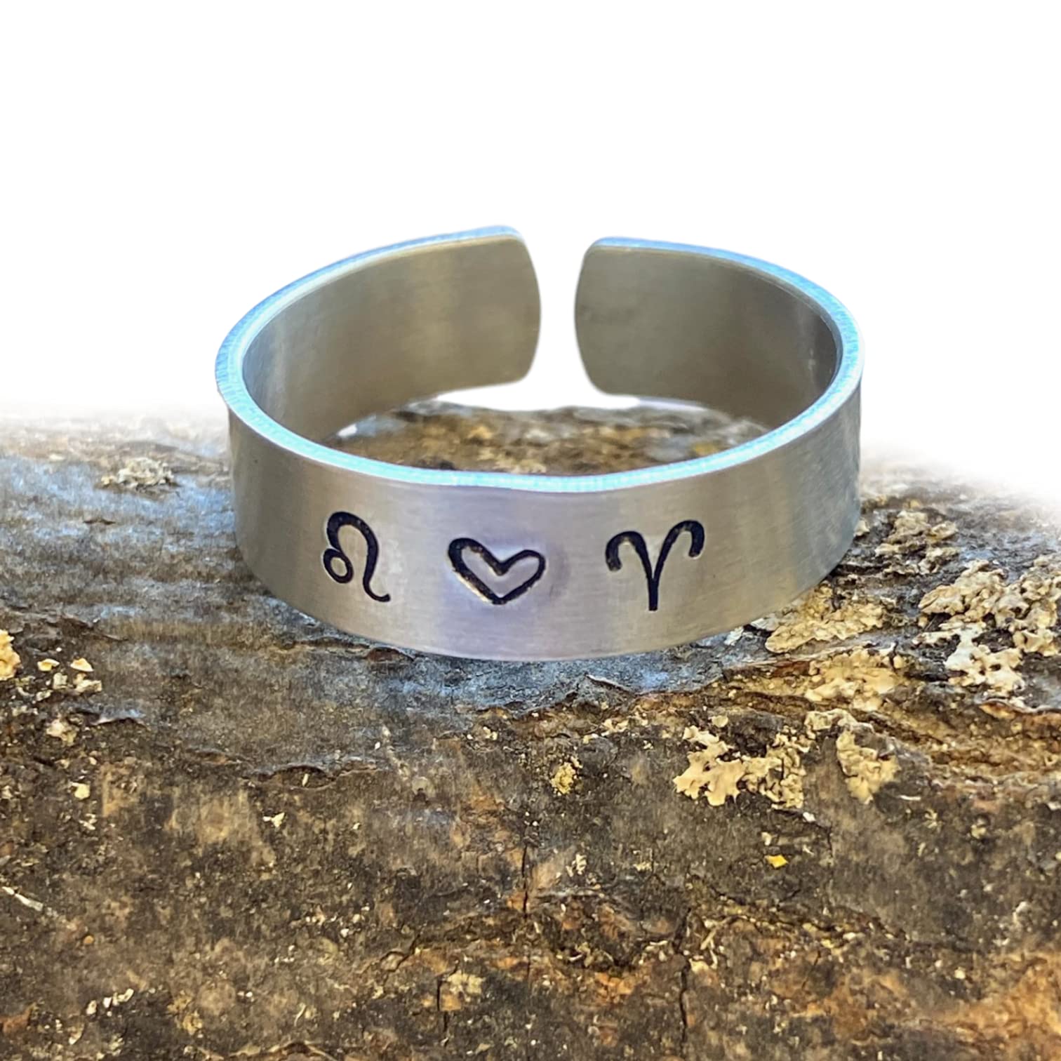 Zodiac Sign Hand Stamped Aluminum Ring for couples Boyfriend Girlfriend- Capricorn, Aquarius, Pisces, Aries, Taurus, Gemini, Cancer, Leo, Virgo, Libra, Scorpio, Sagittarius