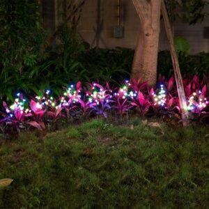 mopha Solar Garden Lights, 4 Pack Flower Solar Lights Outdoor Waterproof, 2 Mode Solar Cherry Blossom Lights Decorative with Heavy Bulb Base, for Outdoor, Patio, Yard & Garden Decor