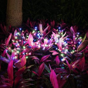 mopha Solar Garden Lights, 4 Pack Flower Solar Lights Outdoor Waterproof, 2 Mode Solar Cherry Blossom Lights Decorative with Heavy Bulb Base, for Outdoor, Patio, Yard & Garden Decor