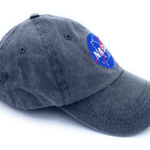 Aeisage NASA Hat Black Mens Cap Dad Hat NASA Baseball Hat for Women Washed Cotton Caps, Medium