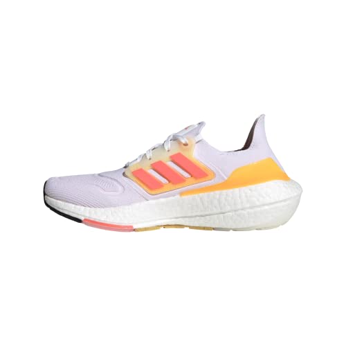 adidas Women's Ultraboost 22 Running Shoes, White/Turbo/Flash Orange, 8.5