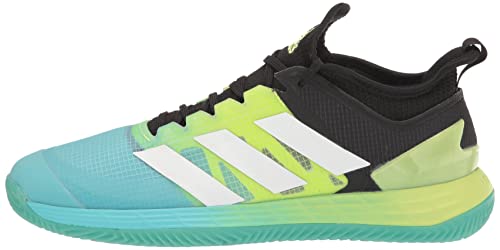 adidas Women's Adizero Ubersonic 4 Clay Tennis Shoe, Black/White/Pulse Lime, 10