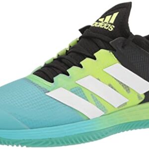 adidas Women's Adizero Ubersonic 4 Clay Tennis Shoe, Black/White/Pulse Lime, 10