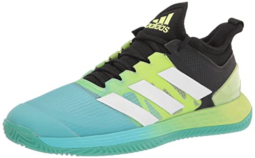 adidas Women's Adizero Ubersonic 4 Clay Tennis Shoe, Black/White/Pulse Lime, 10