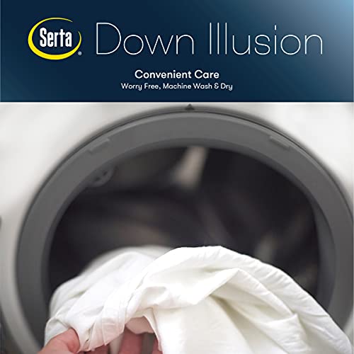 SERTA Down Illusion All Season Hypoallergenic Down Alternative Comforter with Corner Loops, Twin/Twin XL, White