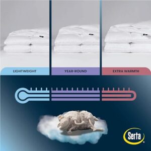 SERTA Down Illusion All Season Hypoallergenic Down Alternative Comforter with Corner Loops, Twin/Twin XL, White