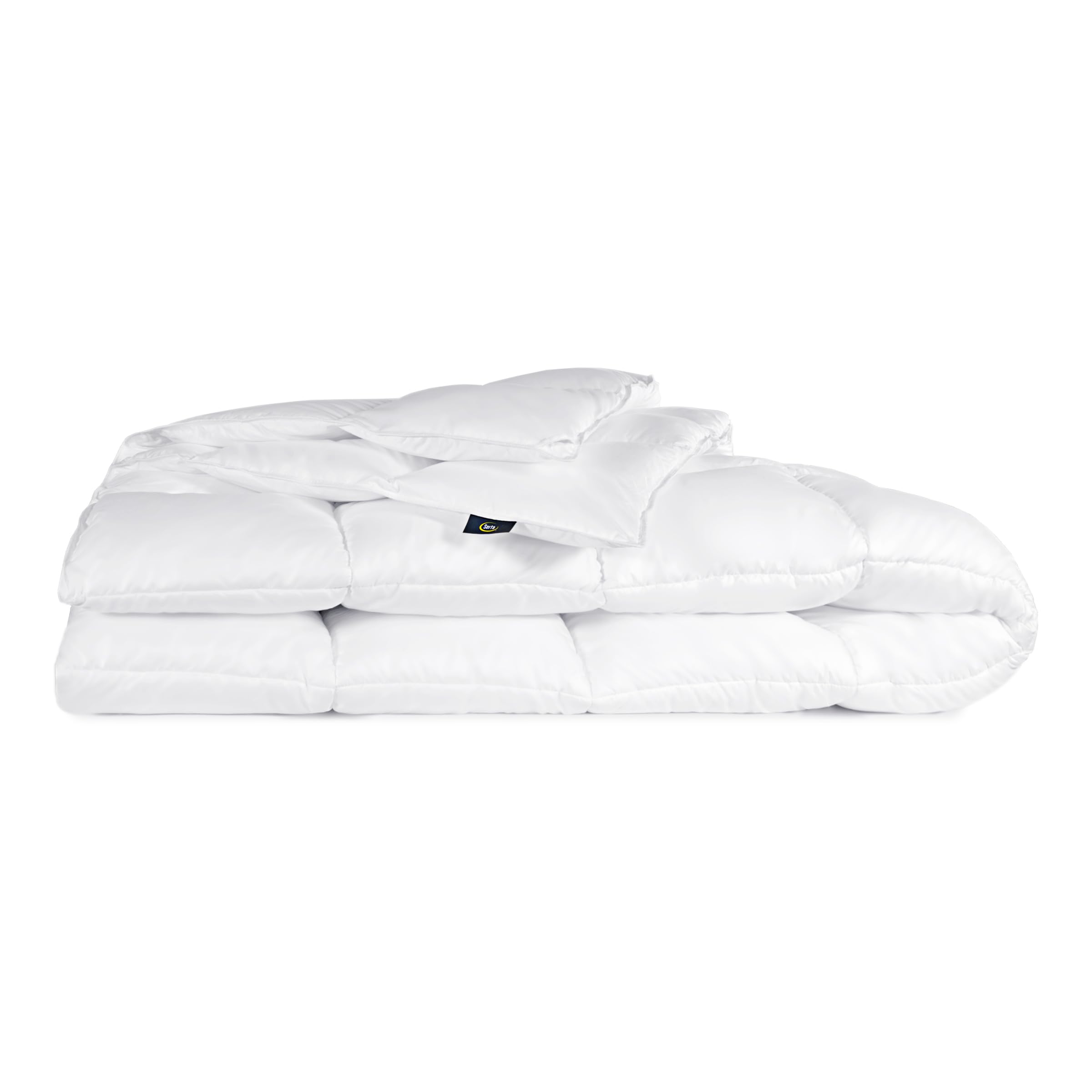 SERTA Down Illusion All Season Hypoallergenic Down Alternative Comforter with Corner Loops, Full/Queen, White