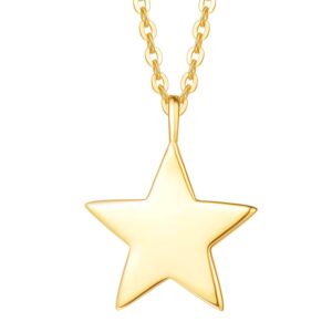 14K Solid Yellow Gold Dainty Tiny Statement Charm Star Pendant Necklace Fine Jewelry Anniversary Friendship Birthday Christmas Gifts For Her Mom Women, 16"+ 2" Gold Extender