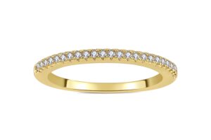 cubic zirconia micropaved classic petite wedding band dainty skinny stacking ring (gold, 5)