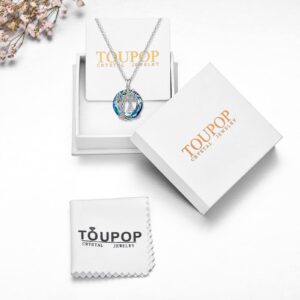 TOUPOP Necklace for Women Tree of Life Initial Necklace 925 Sterling Silver Initial K Letter Pendant Blue Circle Crystal Jewelry Anniversary Birthday Christmas Gifts for Women Wife Mom