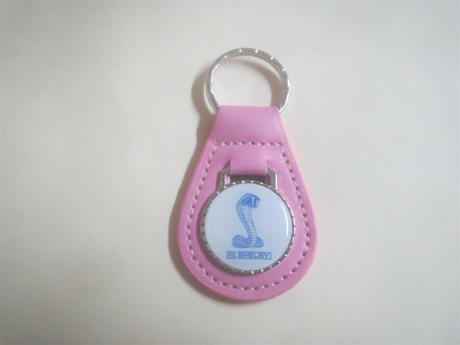 SHELBY AMERICAN CS SNAKE BLUE WHITE LOGO LEATHER KEYCHAIN - PINK