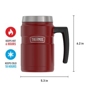 Thermos Stainless King 16oz Desk Mug, 16 Ounce, Matte Red