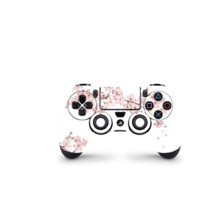 zoomhitskins compatible with ps4 controller skin, game sakura cherry blossom japan pink cute white, durable, 3m vinyl, made in the usa