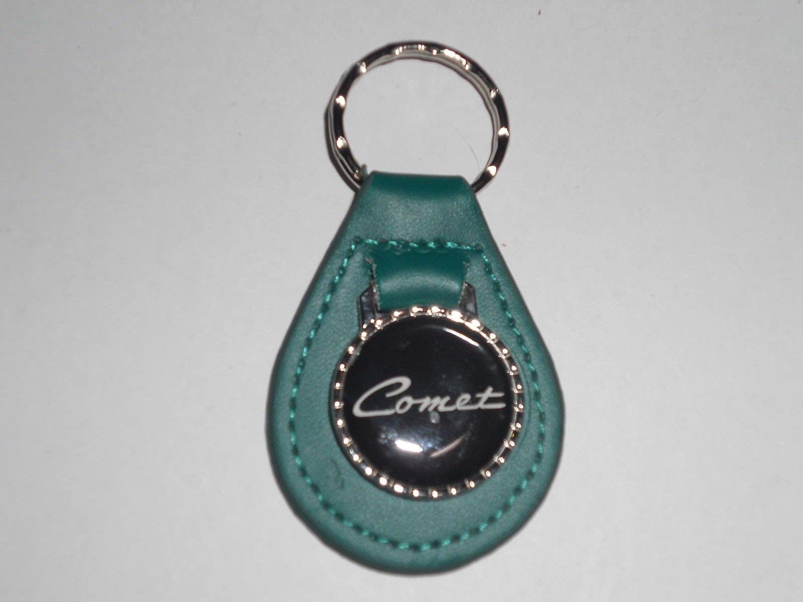 COMET SCRIPT LEATHER KEYCHAIN - TEAL