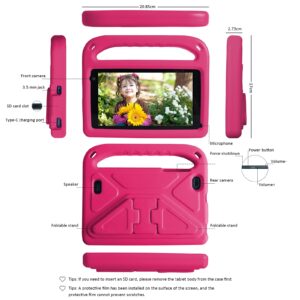 GOODTEL 2024 Kids Tablet for Kids Android Tablet 7 inch 128GB Extended Memory, Installed Parental Control Mode Puzzle Game IPS HD Display, Toddler Tablet with Shock-Proof Case, Pink