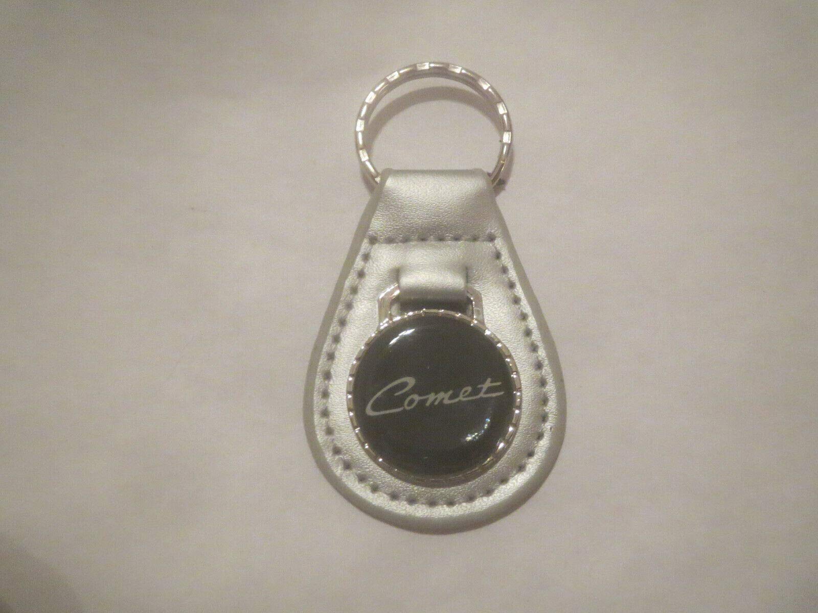 COMET SCRIPT LEATHER KEYCHAIN - SILVER