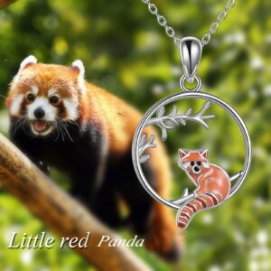 YAFEINI Red Panda Gifts Sterling Silver Red Panda Pendant Necklace Cute Red Panda Jewelry for Women Gifts