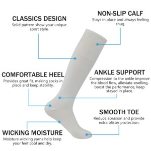 HAPYCEO Soccer Socks, Mens Baseball Softbal Football Knee High School Uniform Tube Casual Sport Long Socks 2 Pairs White