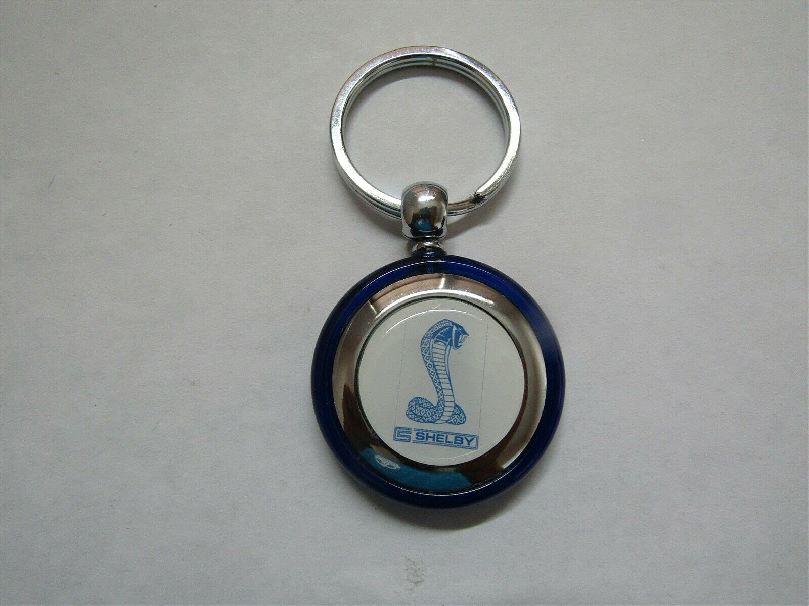 SHELBY AMERICAN CS SNAKE BLUE WHITE LOGO ROUND PLASTIC KEYCHAIN - BLUE