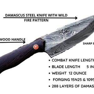 SHARD Hunting knife, Handmade Damascus Steel Hunting Knife, Hunting Knife with Sheath,Fixed Blade Knife with Sheath,BushCraft Full Tang Fixed Blade Hunting Knife, Camping Knife, Survival Knife