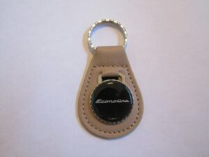 1961-1979 econoline vintage script emblem logo leather keychain - beige