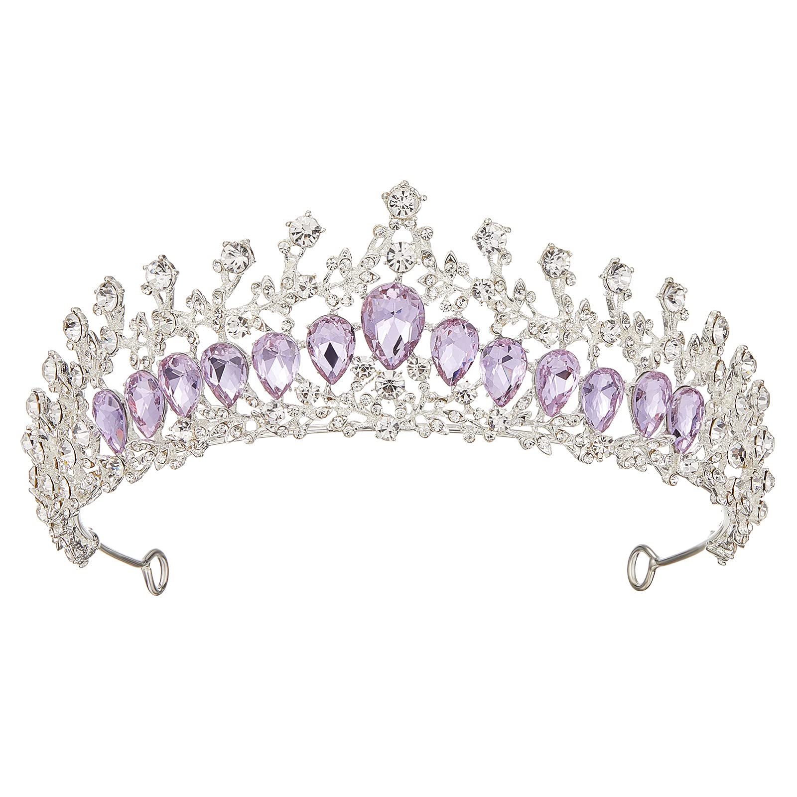 AW BRIDAL Tiaras and Crowns for Women Purple Crystal Princess Tiara - Queen Crown Headband for Halloween Costume Party Prom Wedding Christmas Hair Accessories, Purple + Silver