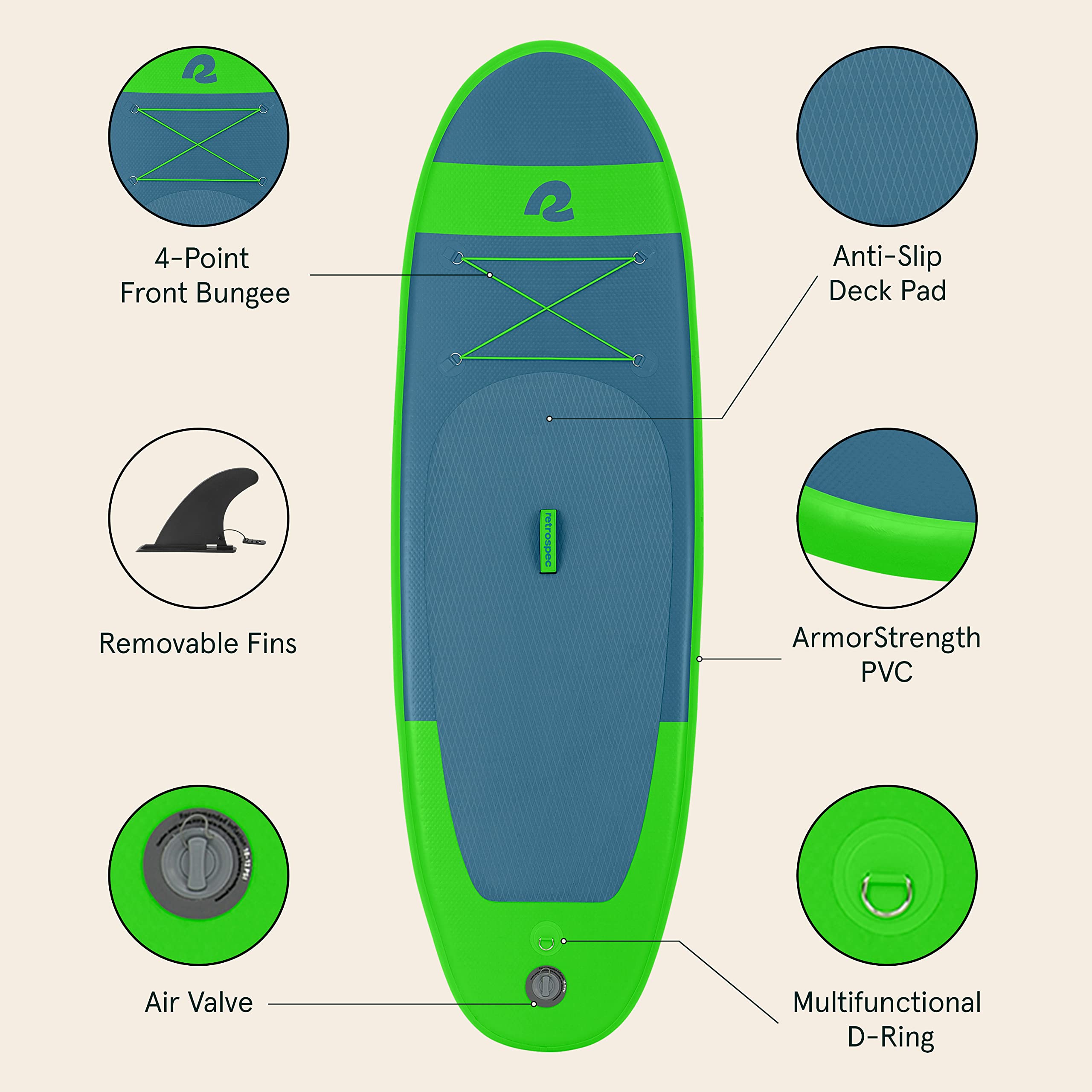 Retrospec Weekender-Nano 8ft. Inflatable Stand Up Paddleboard,Marine Blue