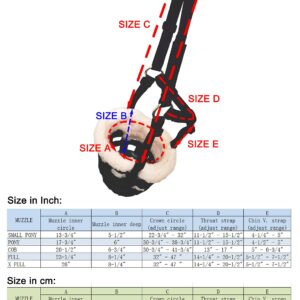 T TEKE Deluxe Horse Grazing Muzzle Fleece Fur Lined Around, Full Adjustable with Neoprene Cushion pad on Crown & Chin for Comfort