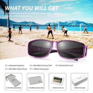 URUMQI Sunglasses Fit Over Glasses, Polarized 100% UV Protection Wrap-around Sunglasses for Men & Women Driving