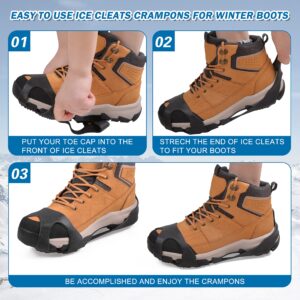 Ice Snow Cleats for Shoes and Boots Walk Traction Cleats Ice Crampon Non-Slip Overshoe for Men Women Winter Walking on Snow and Ice (11Studs, M)