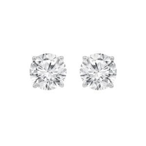 Beyond Brilliance 1.00 Carat Solitaire Diamond Stud Earrings for Women | Round Cut Lab Grown Diamond | 14K White Gold Earrings with Screw Back | Fine Jewelry for Her | Gift Box Included