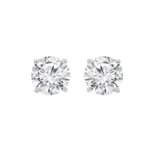 Beyond Brilliance 1.00 Carat Solitaire Diamond Stud Earrings for Women | Round Cut Lab Grown Diamond | 14K White Gold Earrings with Screw Back | Fine Jewelry for Her | Gift Box Included