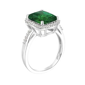 Tirafina Emerald Cut Gemstone Ring, Lab-Created Emerald and White Sapphire Ring Set in a Sterling Silver Band, Emerald Cut Birthstone Rings, Silver Jewelry, Rings for Women (10x8 mm stone)