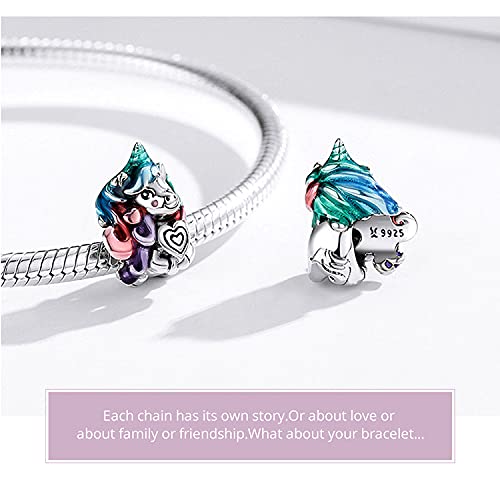 Manhe Charms Animal Charm Sterling Silver Horse Dog Flamingo Unicorn Charms for Pandora Bracelet (Pony Charms)